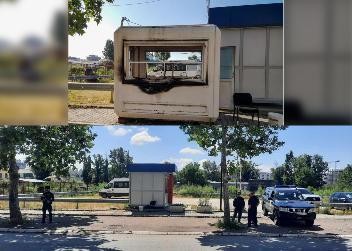 Largohet kioska e djegur në Mitrovicë të Veriut