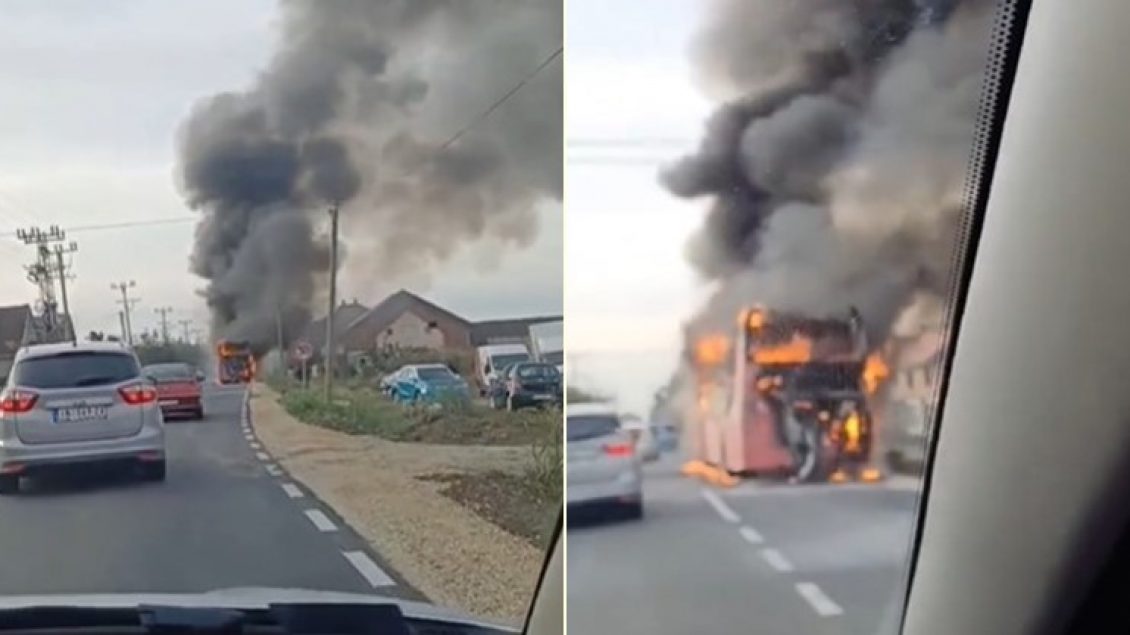 Një autobus përfshihet nga flakët afër Stara Pazovës në Serbi
