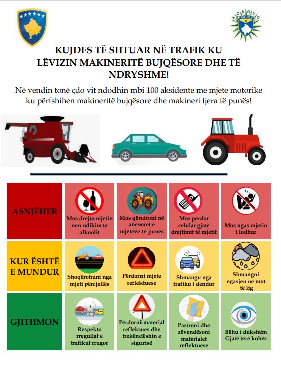 Çdo vit mbi 100 aksidente me mjete motorike dhe makineri bujqësore