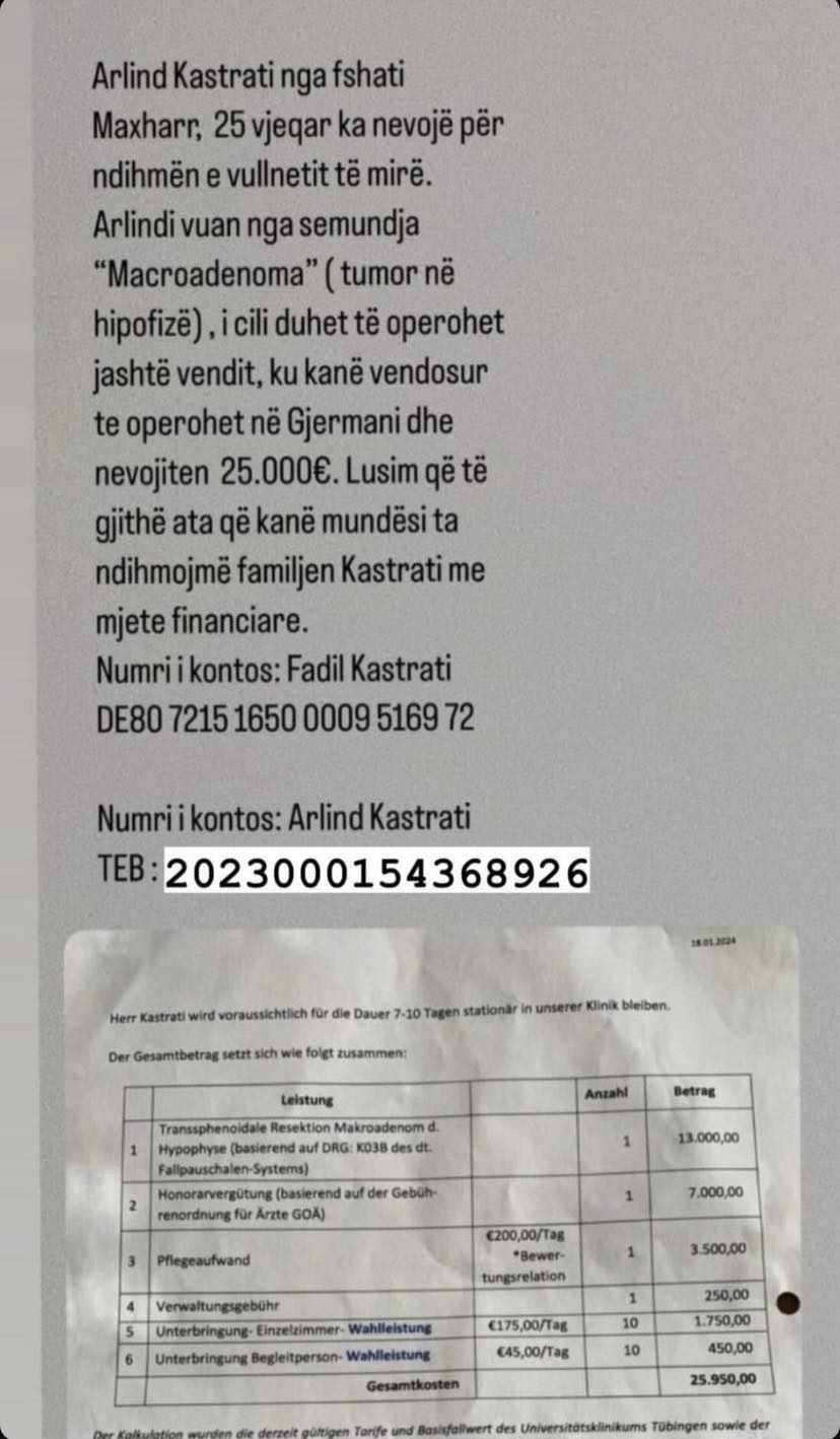 Arlind Kastrati vuan nga një sëmundje e rëndë, ai ka nevojë për ndihmën tuaj