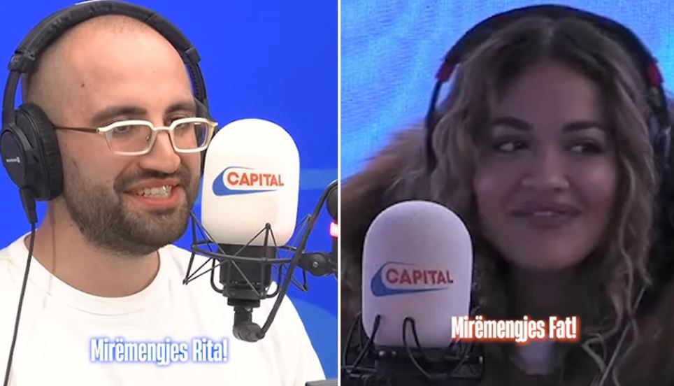 Rita Ora befasohet në radio me moderatorin shqiptar, i thonë njëri-tjetrit “mirëmëngjesi” në shqip