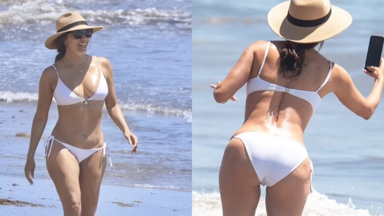 Eva Longoria befason me linjat e tonifikuara në bikini, ndërsa shijon një ditë plazhi