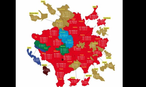 Harta me rezultatet e VV’së, Kurti  thotë se postimi që bëri pardje kishte një lëshim: Kërkoj falje, jemi të parët në 22 komuna