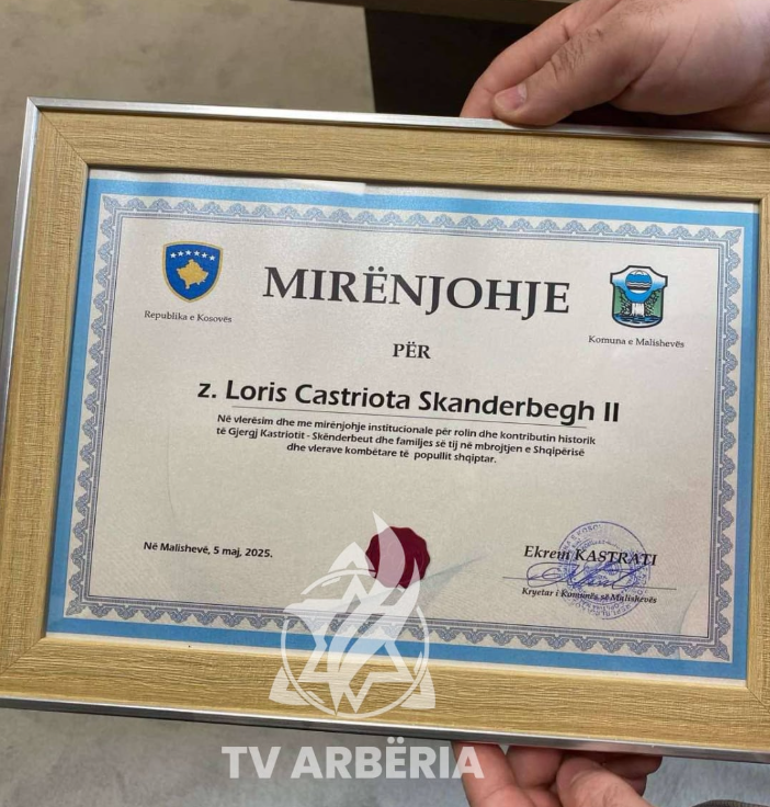 Loris Kastrioti nderohet me mirënjohje nga komuna e Malishevës