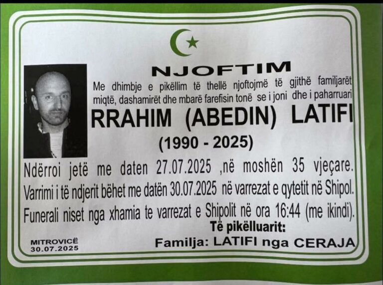 Sot varroset Rrahim Latifi që e humbi jetën në Ujman