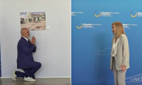 VIDEO/ Rama gjunjëzohet sërish para Melonit, tërheq vëmendjen e mediave italiane