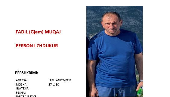 Policia publikon foton e personit të zhdukur, kërkon ndihmën e qytetarëve për ta gjetur