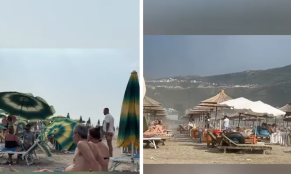 Stuhi me erëra të forta godet plazhet e Vlorës, pushuesit largohen me nxitim, pamje