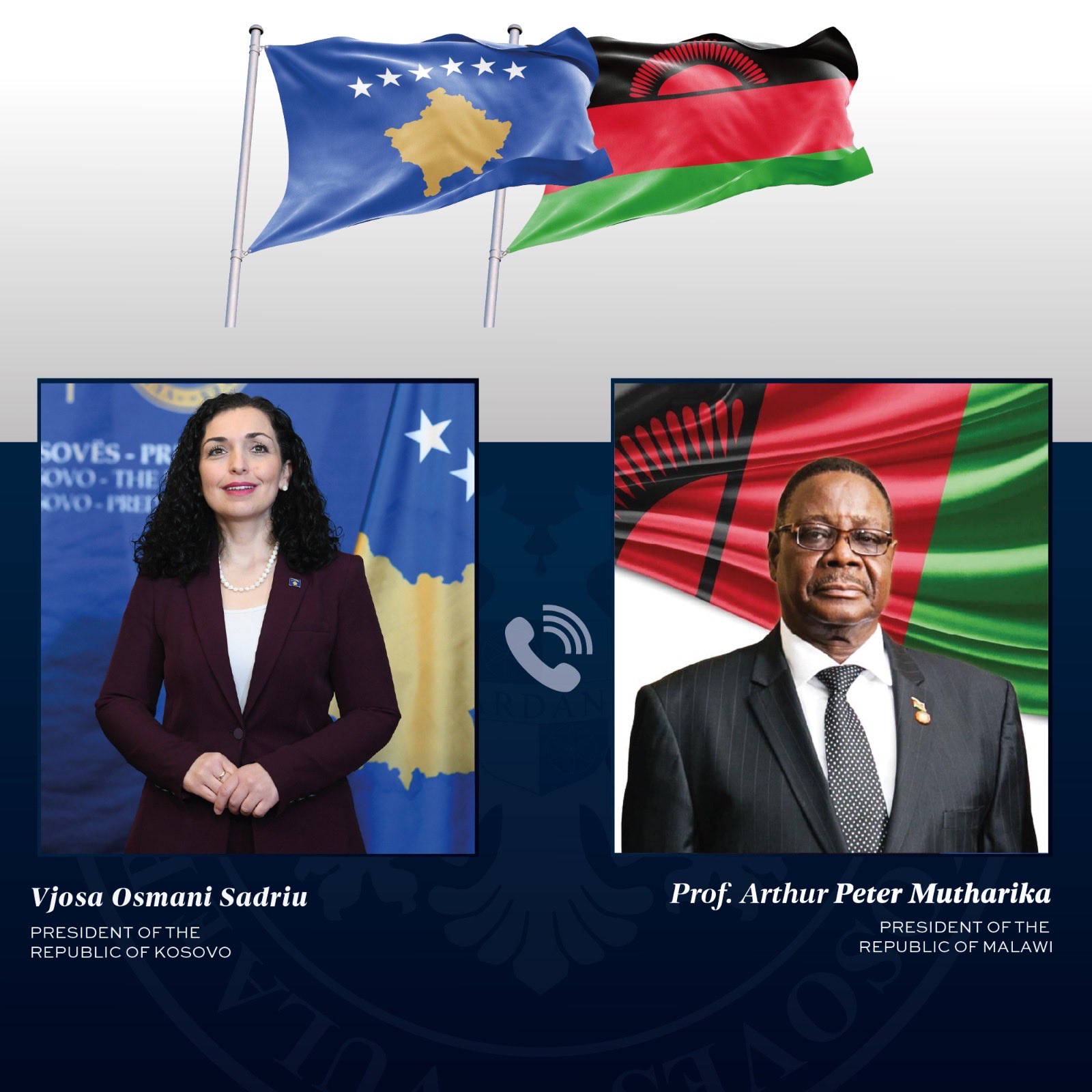 Presidentja Osmani uron Presidentin e ri të Malavit, Arthur Peter Mutharika