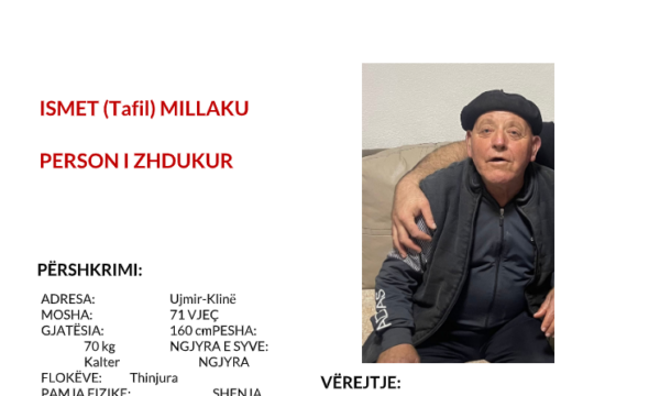 Policia ia publikon foton 71 vjeçarit të zhdukur, kërkon ndihmë për lokalizimin e tij