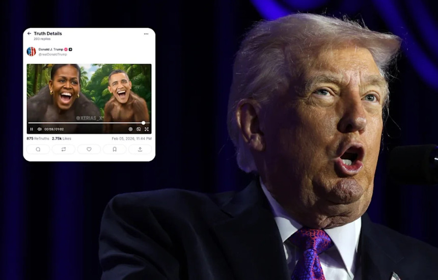 Trump heq videon ku Obama e gruaja e tij paraqitet në trupa majmunësh në xhungël