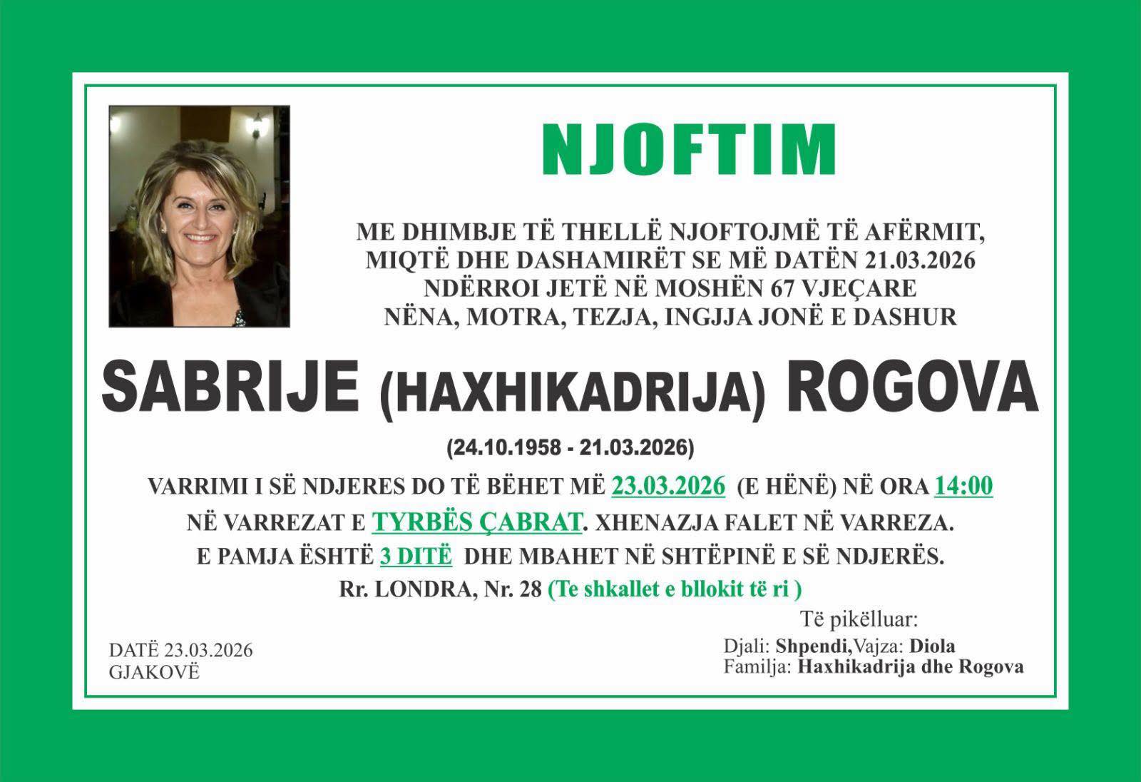Ra nga Ura e Moglicës, nesër i jepet lamtumira e fundit 67-vjeçares
