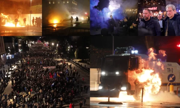 Protesta 3 orëshe e opozitës në Tiranë, Sali Berisha lëndohet me spray në sy, 6 policë të lënduar