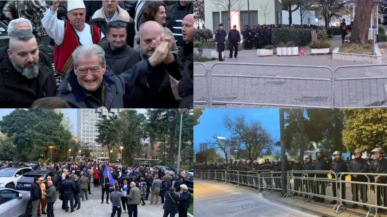 Fillon protesta e opozitës shqiptare, Berisha marshon me protestuesit