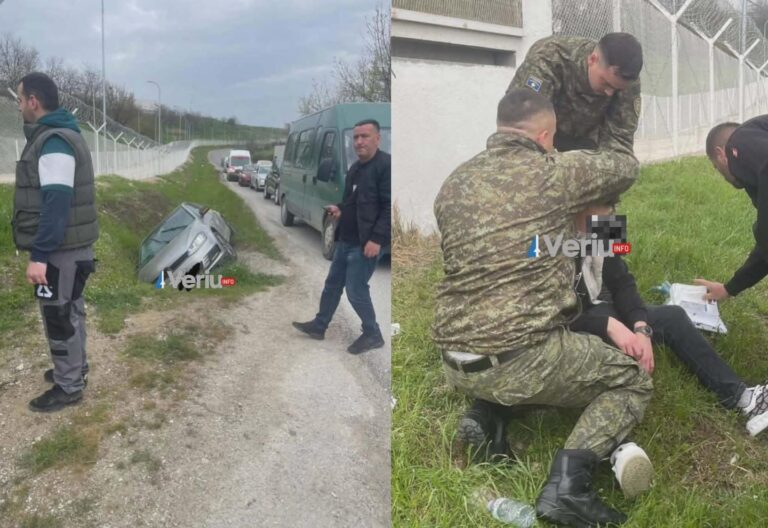 Vetaksident në Frashër të Mitrovicës, ushtarët e FSK-së i japin ndihmë shoferit të lënduar