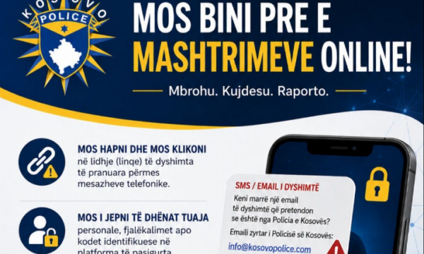 Policia apelon për kujdes ndaj mesazheve mashtruese në emër të bankave: Mos i jepni të dhënat e juaja personale