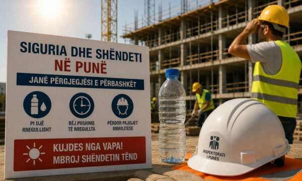 Temperaturat e larta, Inspektorati i Punës bën thirrje për kujdes të shtuar: Të respektohen masat e sigurisë
