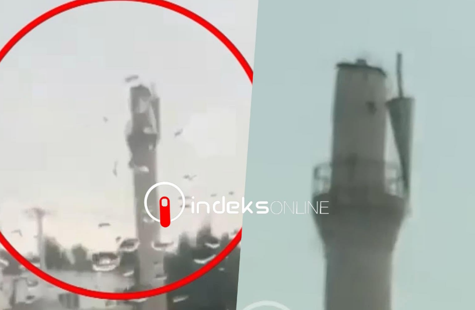 Erërat e forta rrëzojnë minaren e xhamisë në fshatin Plluzhinë të Skenderajt