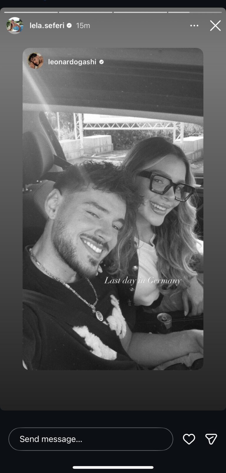 Pas pajtimit, Leo publikon foton e ëmbël me Lelën: “Dita e fundit në Gjermani”