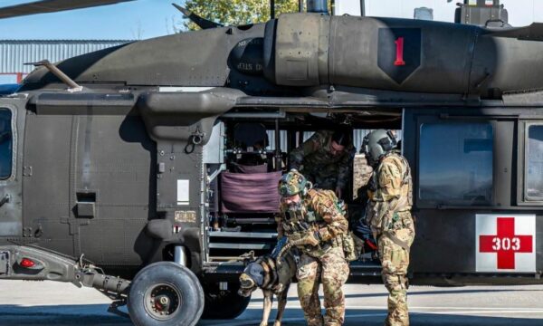 KFOR-i zhvilloi stërvitje për evakuimin e qenve të lënduar me helikopter në Kosovë